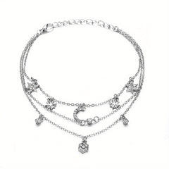 Moon & Star Chain Anklet Dainty Foot Jewelry 1 Pc