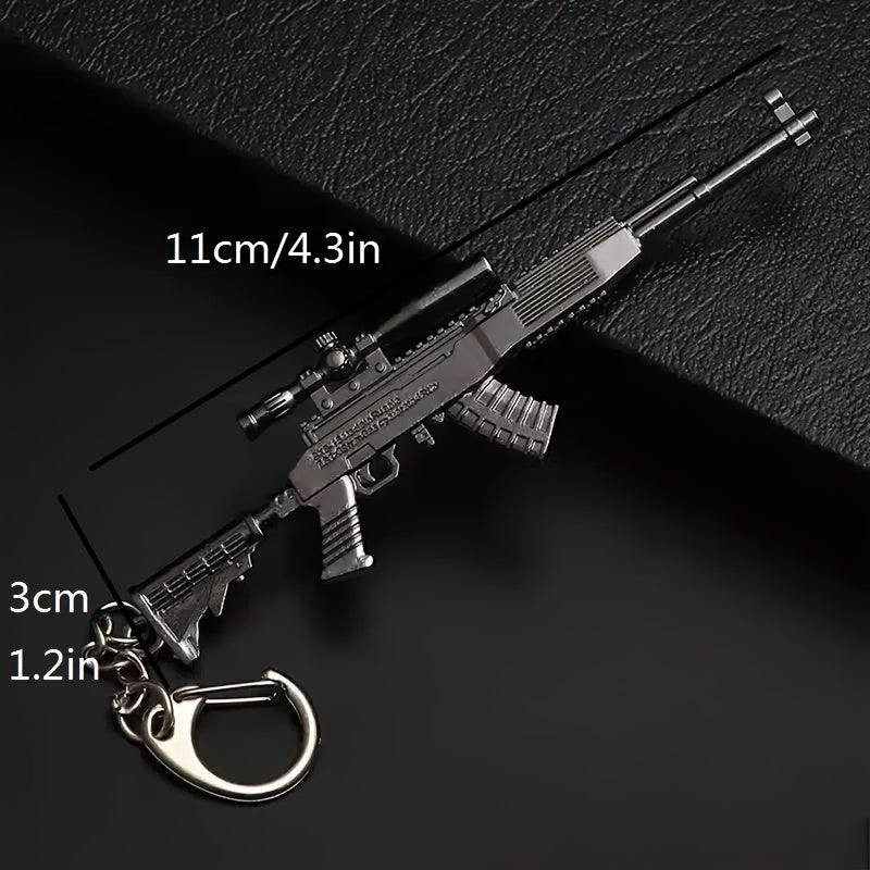 Alloy Toy Gun Model Keychain for Men and Boys