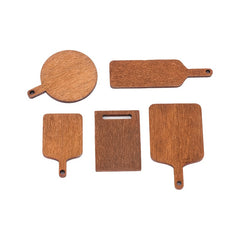 5pcs Mini Dollhouse Kitchenware Set Wooden Tray and Cut
