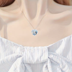 Heart Shaped Cat Pendant Necklace Gift For Girls