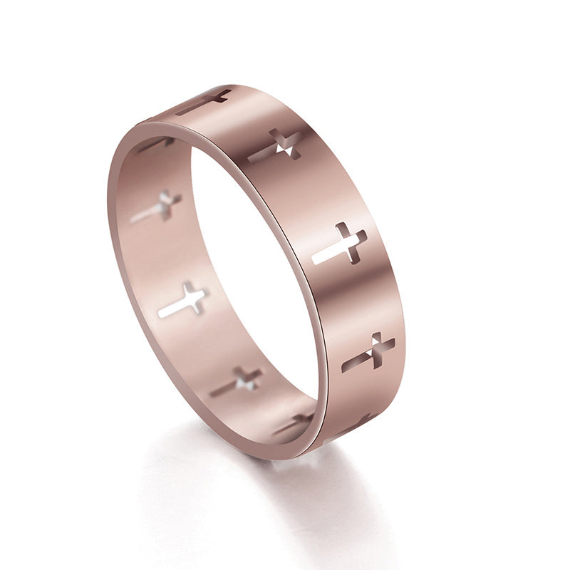 Cross Ring 18K Plated Stainless Steel for Women Girls