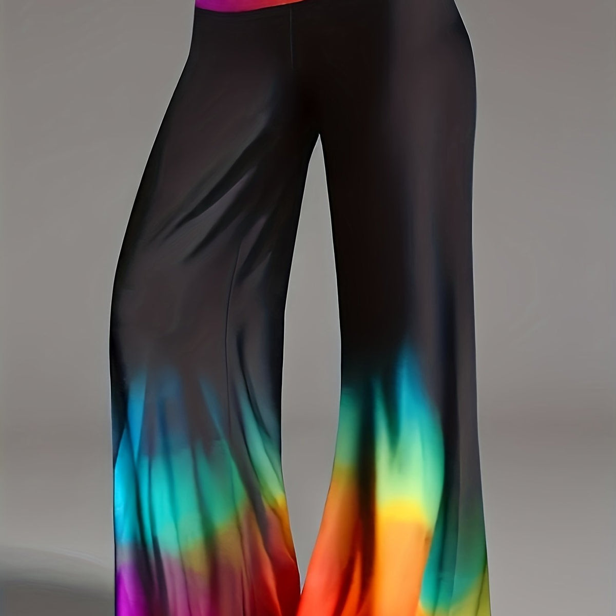  Rainbow Print Wide Leg Trousers