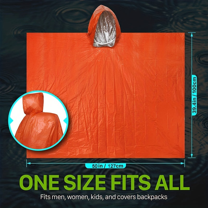 Emergency Rain Poncho with Hood and Thermal Blanket