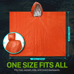 Emergency Rain Poncho with Hood and Thermal Blanket
