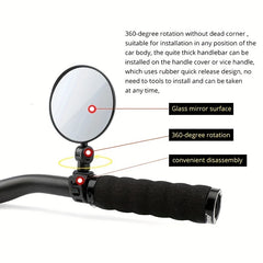 Bicycle Mirror Handlebar Rearview Mirror 360 Degree Rotate Cycling Accessories