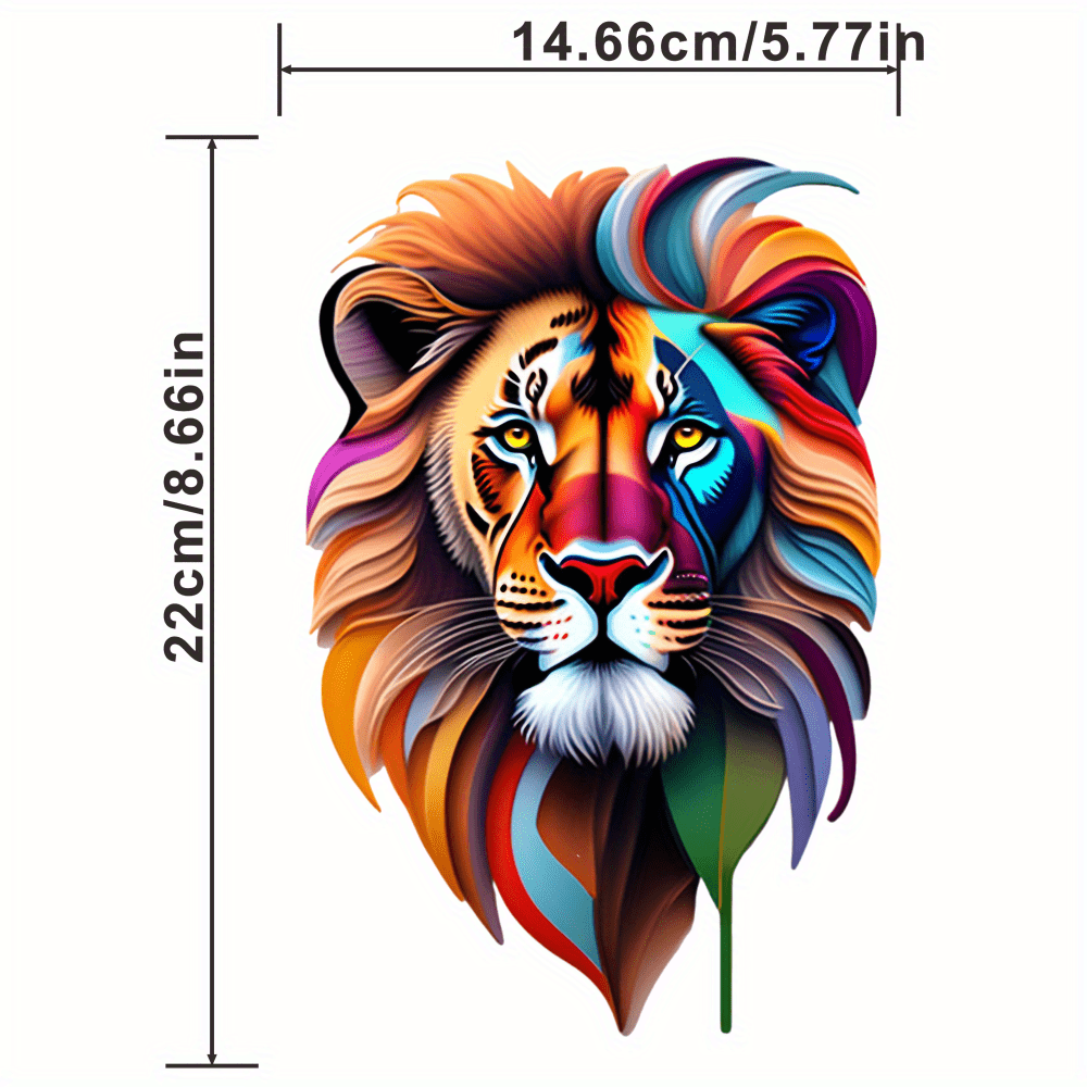 Colorful Lion Head Traveling Retro Decals Transfer Patches Heat Transfer Sticker