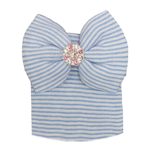 Striped Knit Head Wrap with Rhinestones for Baby Girls