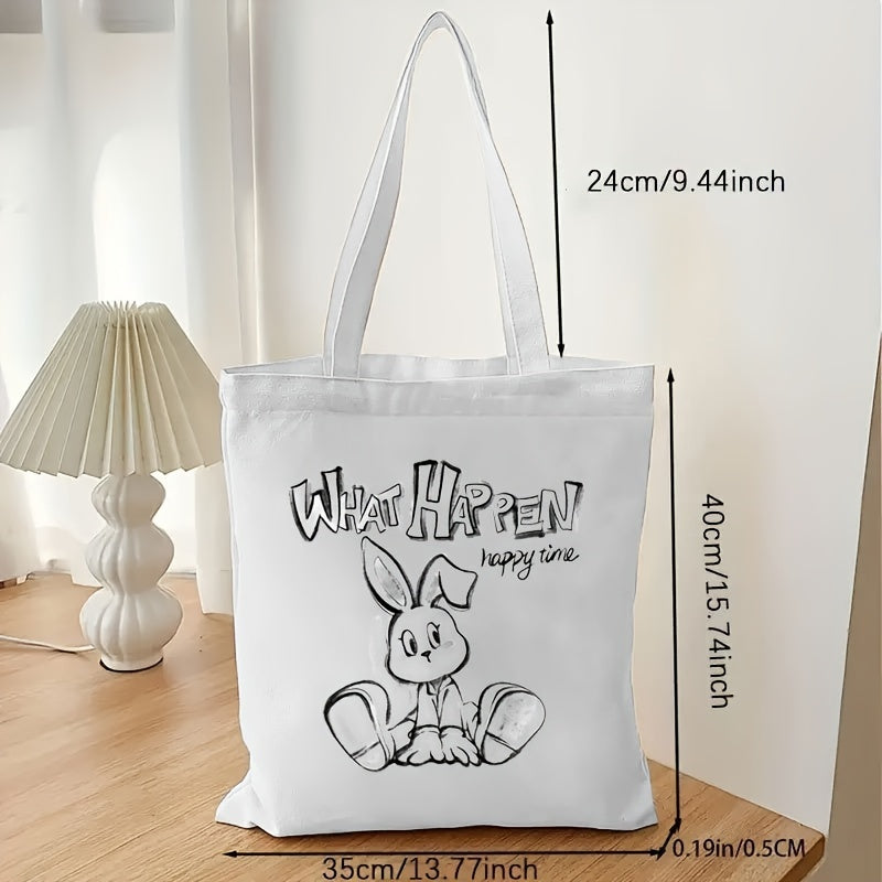 Cartoon Bunny Zipper Tote Bag