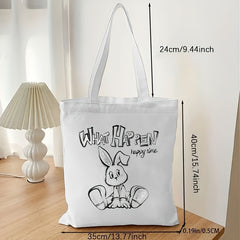 Cartoon Bunny Zipper Tote Bag