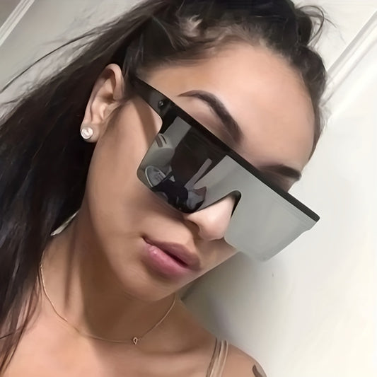 Square One piece Sunglasses For Women Men Large Mirrored UV400 Sun Shades