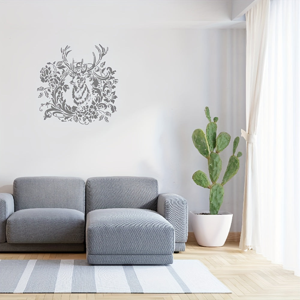 Big Deer Stencil 13.8 Inch Reusable Floral Deer Painting Template