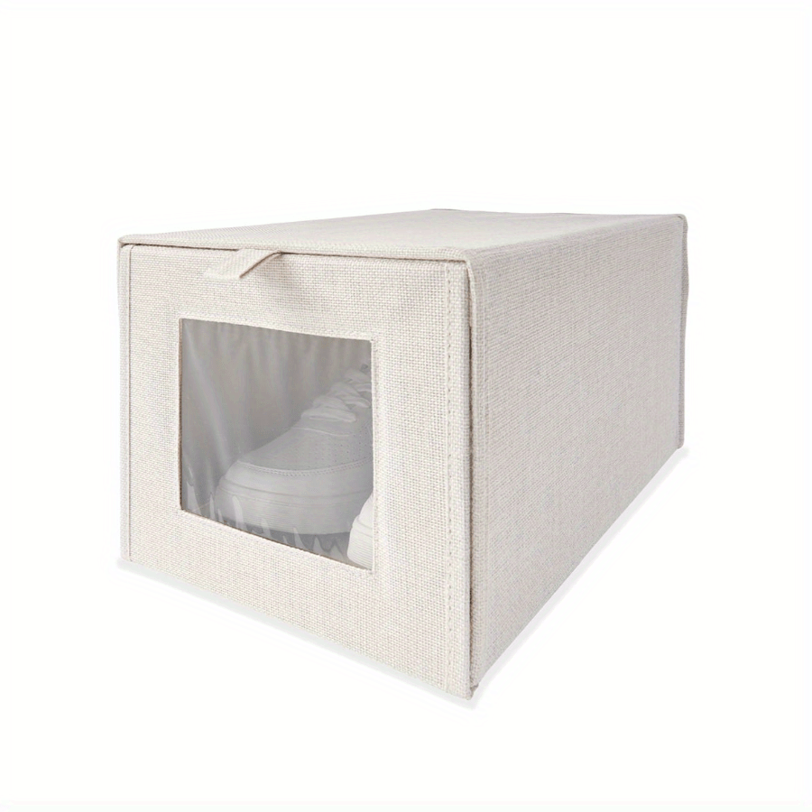 Shoes Storage Box With Doors & Handles Dustproof Shoe Storage Basket