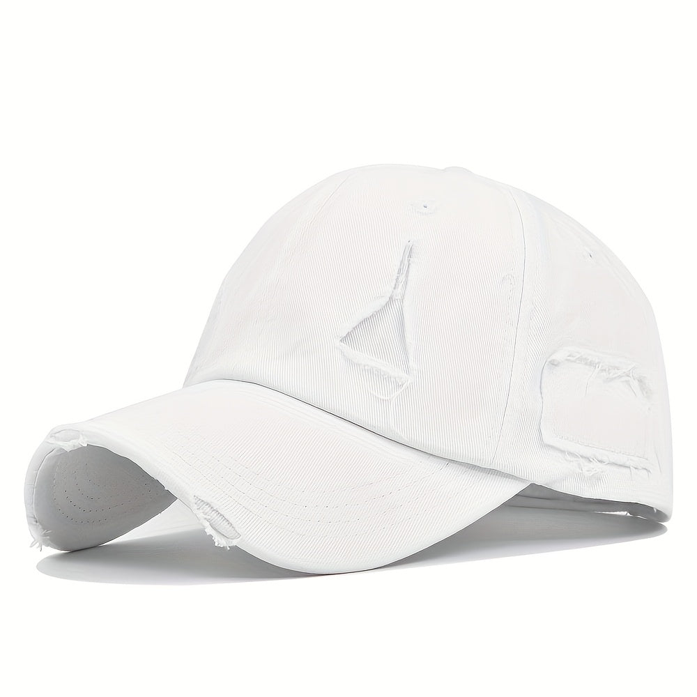 Ripped Baseball Cap Adjustable Cotton Dad Hat Casual Sun Hats