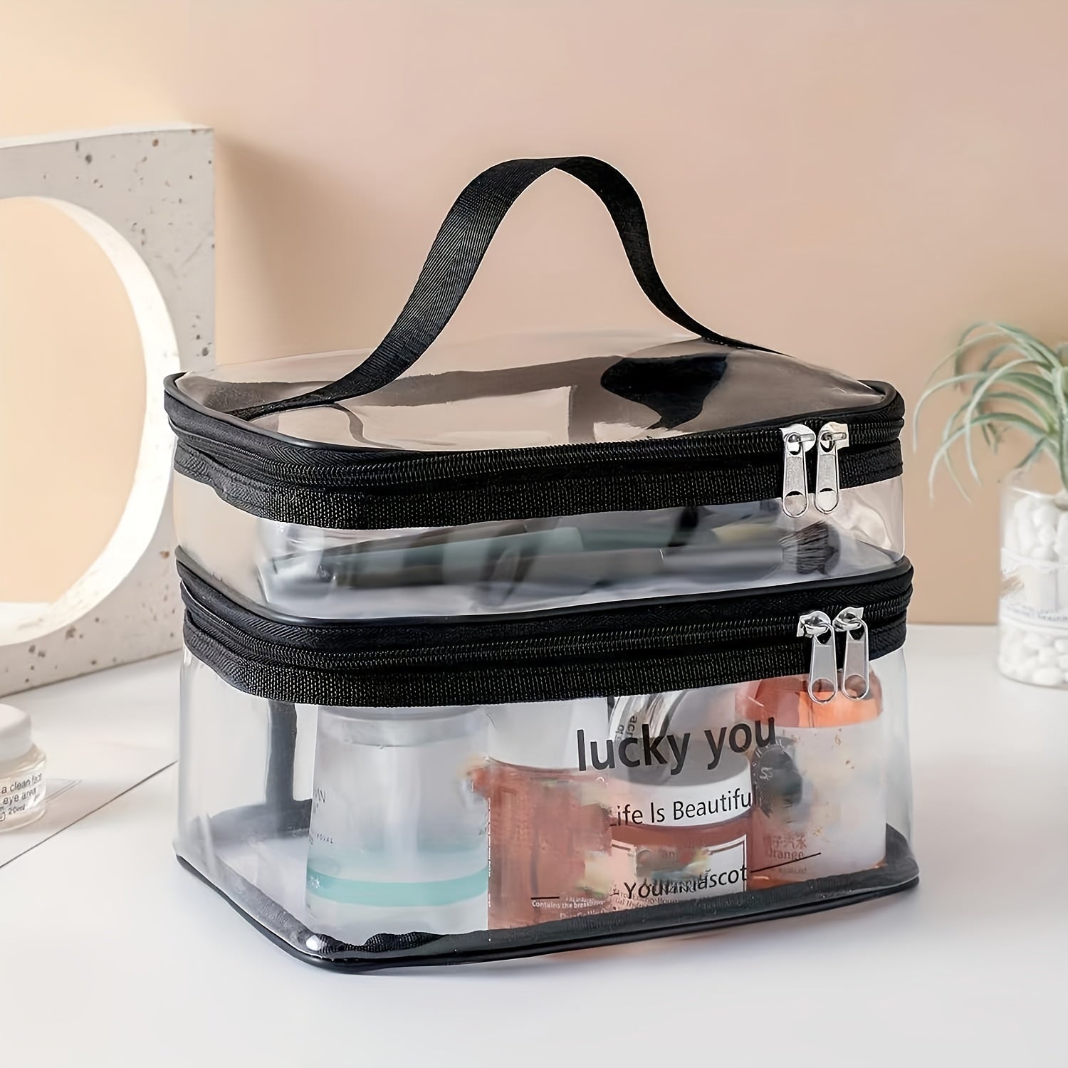 Clear Cosmetic Bag Travel Makeup Bag Waterproof Toiletry Bag Portable Organizer