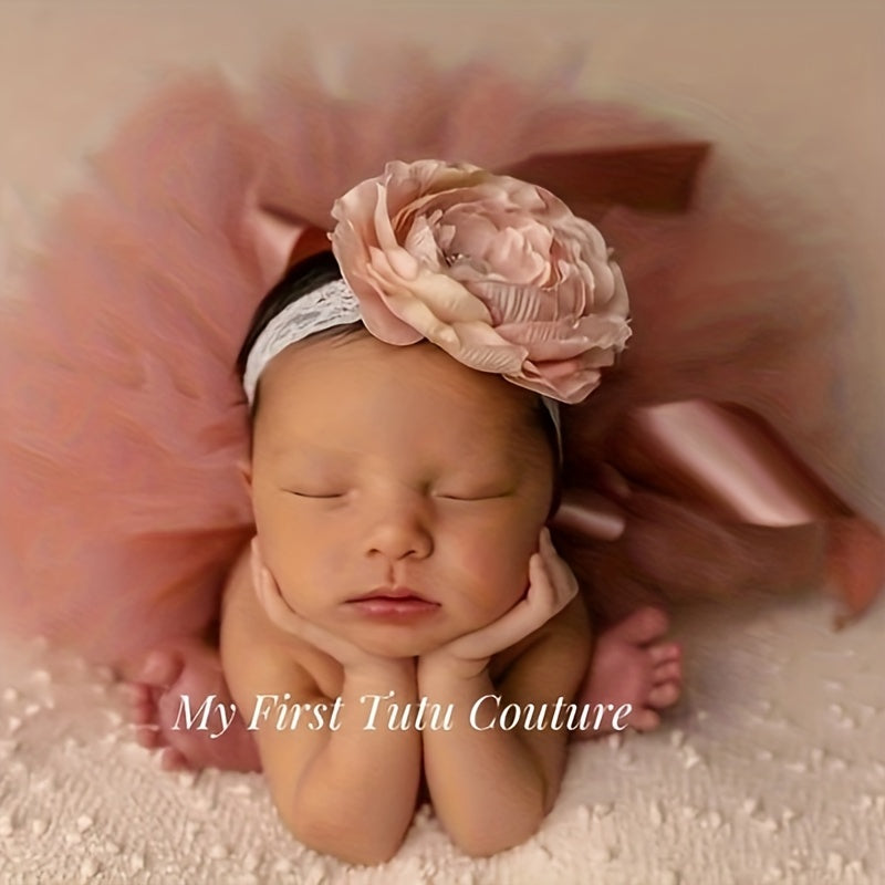 Pink Newborn Tutu Skirt & Headband Set 1st Birthday Photoshoot Prop