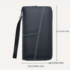 Men's Large Capacity Leather Wallet Clutch Bag Phone Bag