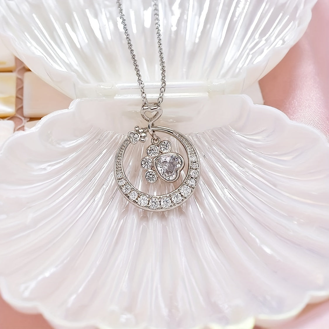 Beast Claw Round Pendant Necklace with CZ Decor