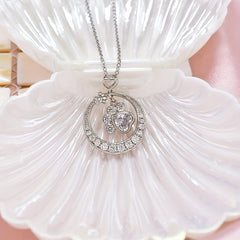 Beast Claw Round Pendant Necklace with CZ Decor
