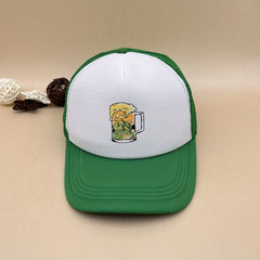 Summer Wine Glass Mesh Hat Hot Stamping Sponge Mesh Hat