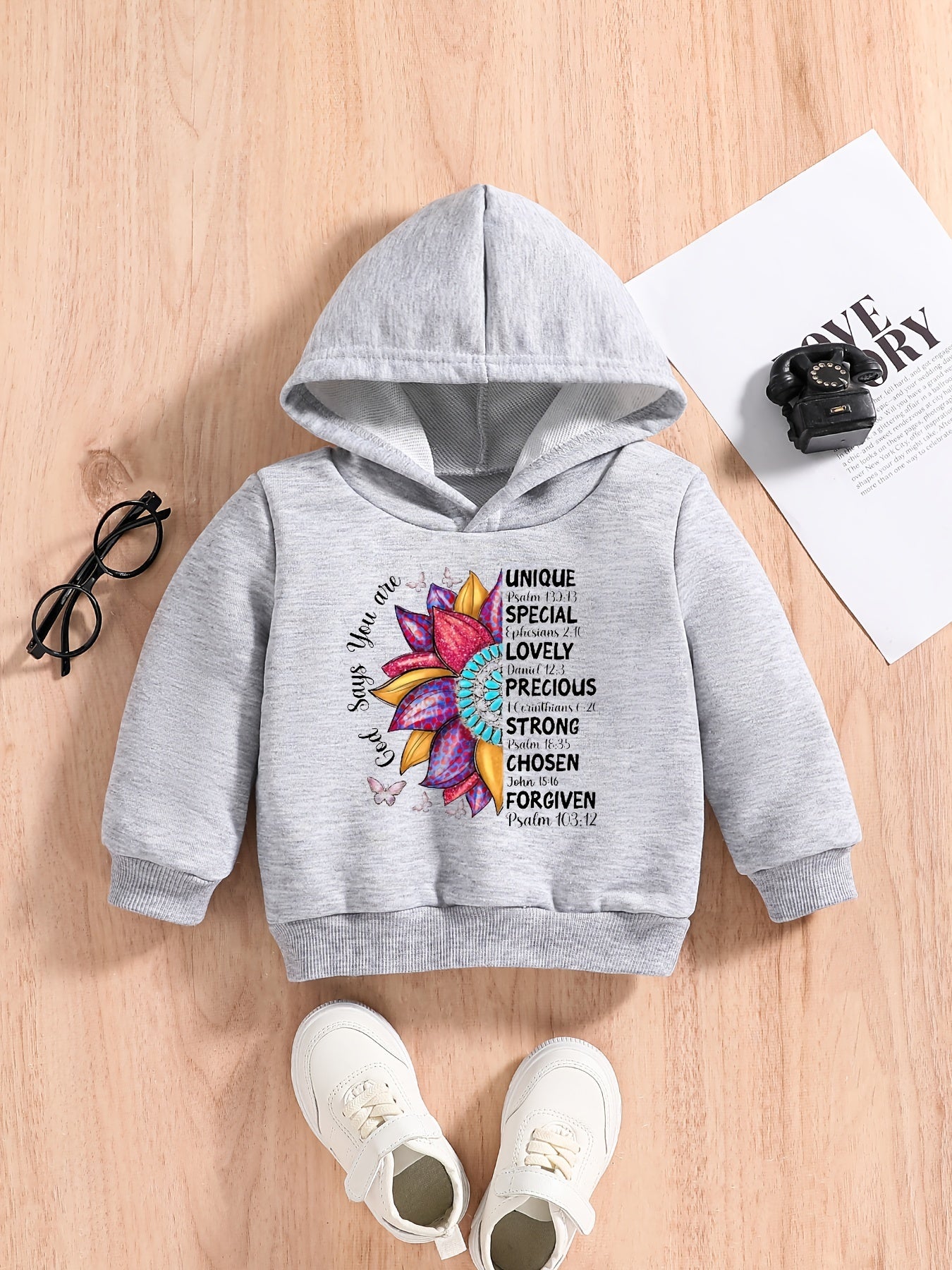 Colorful Sunflower & Letter Print Boys Hoodie For Spring Fall Kids