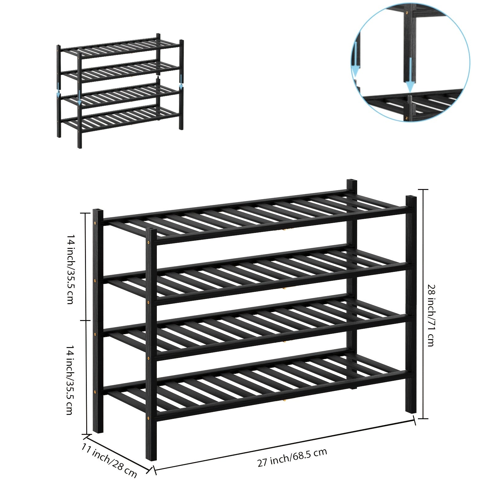 4 Tier Bamboo Shoe Rack Storage Shelf