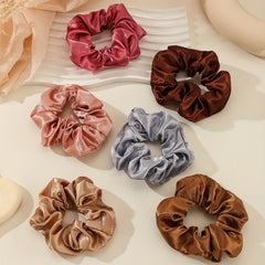 6pcs Solid Color Scrunchies Hair Tie Elastic Ponytail Holder Accessories