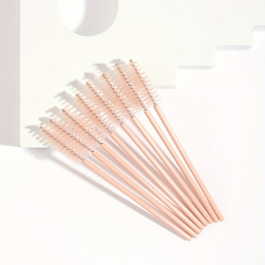 50pcs Khaki Eyelash Brushes for Eye Lash and Eyebrow Application