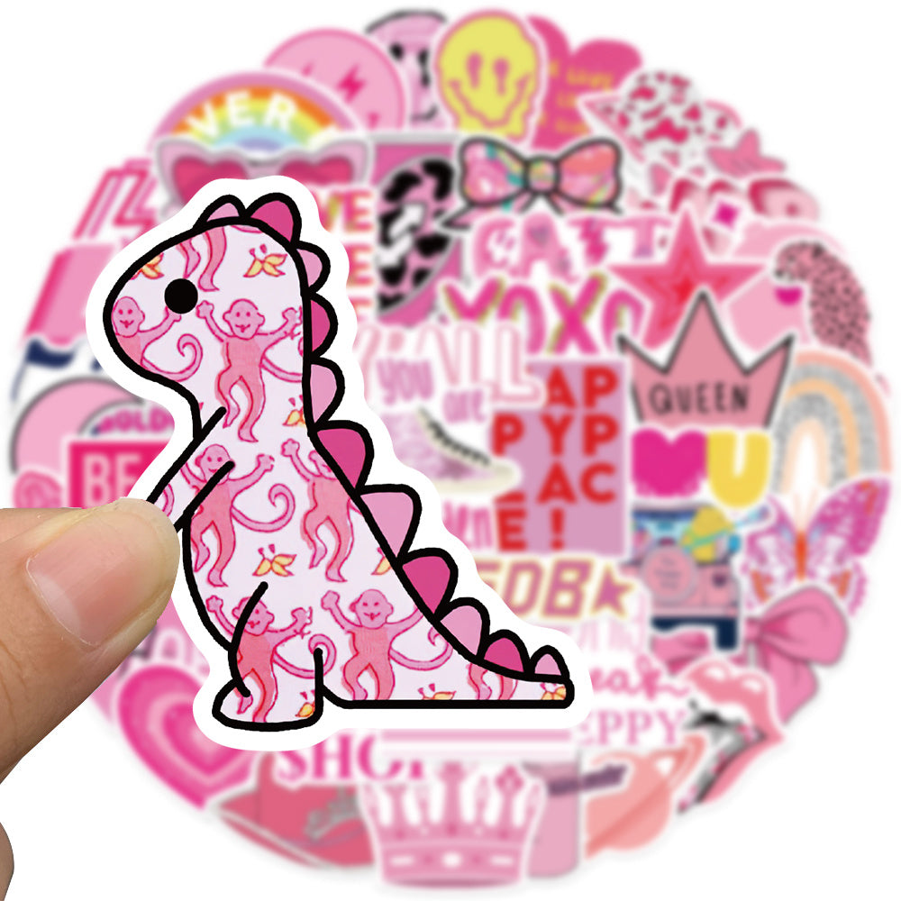 50 Pink Graffiti Stickers Water Bottles Laptops