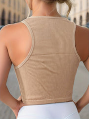 Ribbed Tank Top Sleeveless Crew Neck Lingerie Women's