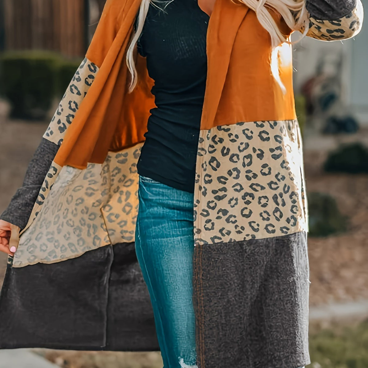  Leopard Print Long Sleeve Cardigan