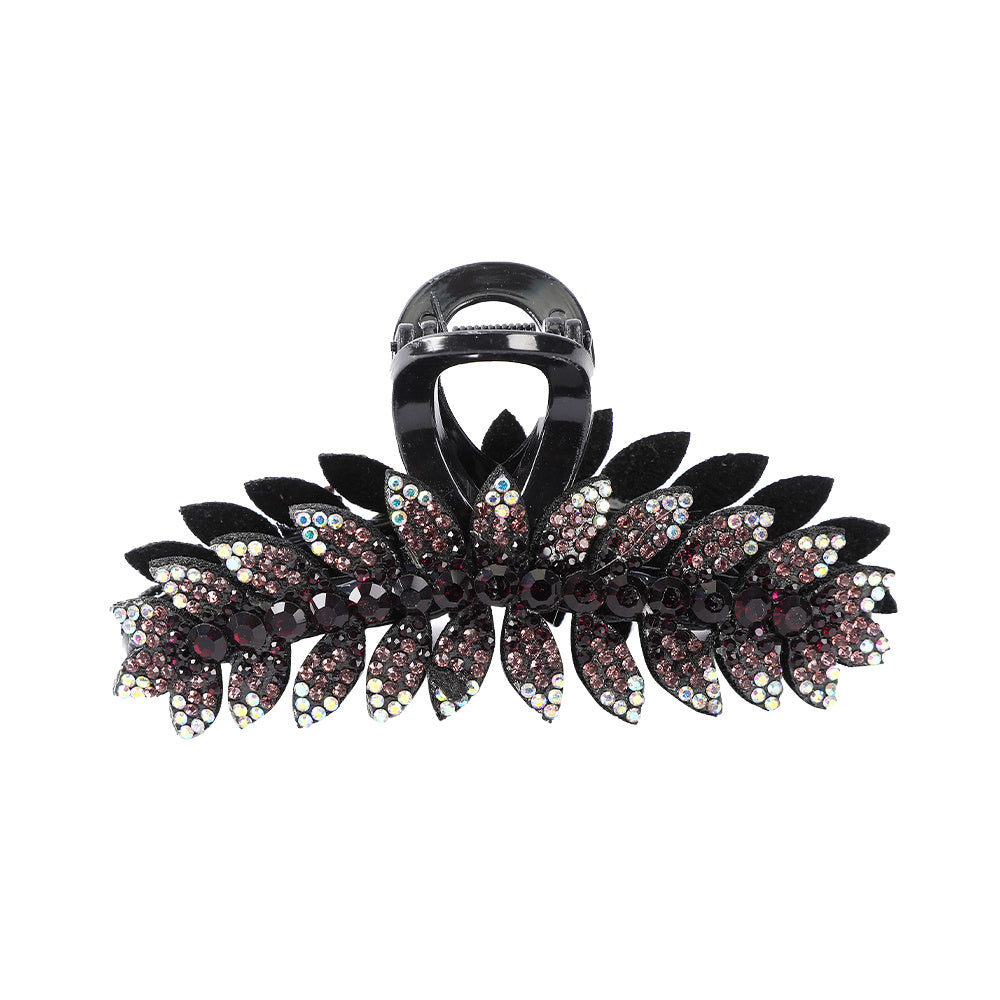 Crystal Leaf Hair Clips Vintage Rhinestone Barrette Jaw Clamp Hair Claws