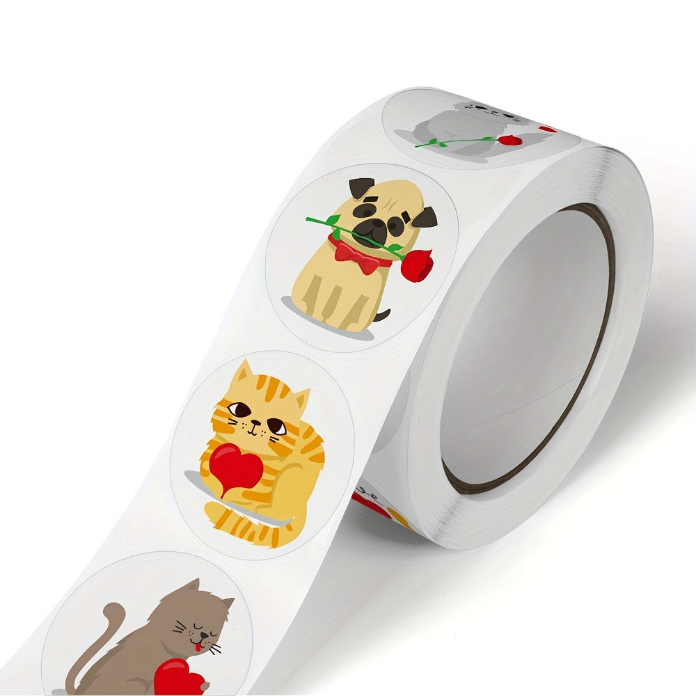 500pcs Lover Cat Gift Decoration Sticker - Office Stationery Adhesive Label