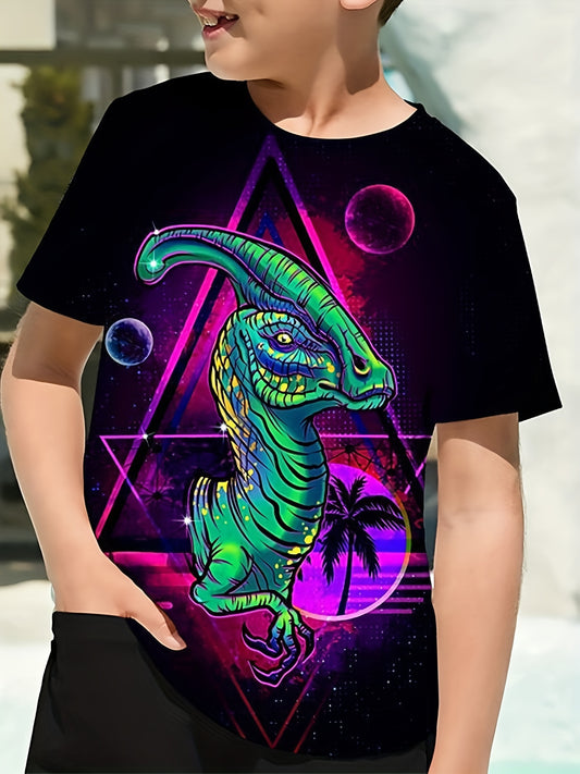 Colorful Dinosaur Graphic T Shirt for Boys - Perfect for Summer Outings