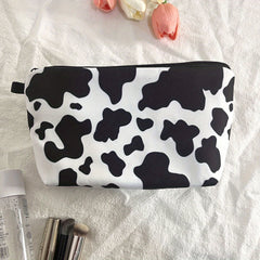 Leopard Cow Pattern Makeup Brushes Bag Cosmetic Pouch Lightweight Portable