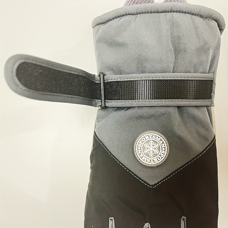 Men's Coldproof Skiing Gloves Snowflake Logo Touch Screen Magic Stickers