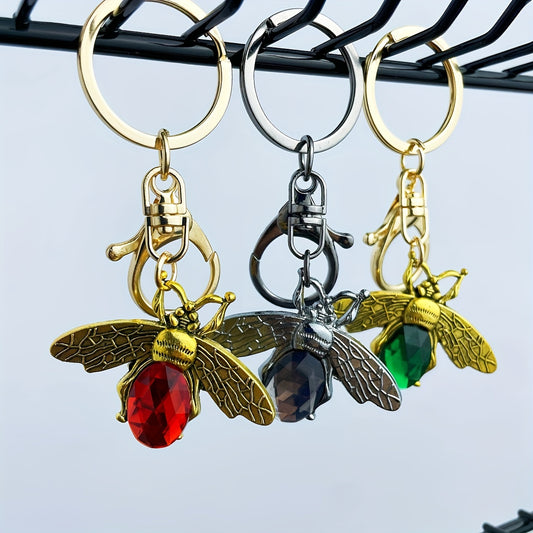 Vintage Metal Insect Pendant Keychain Bee Keychain for Backpacks