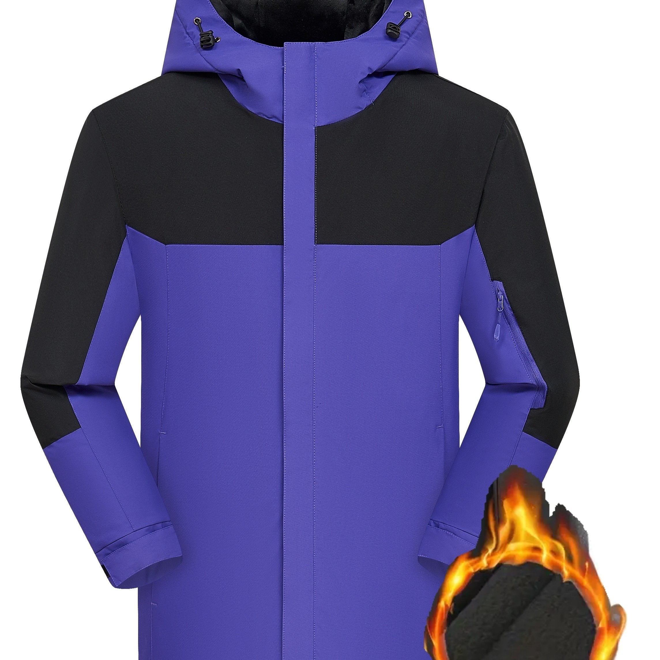 Women's Plus Colorblock Zip Up Outdoor Hooded Jacket