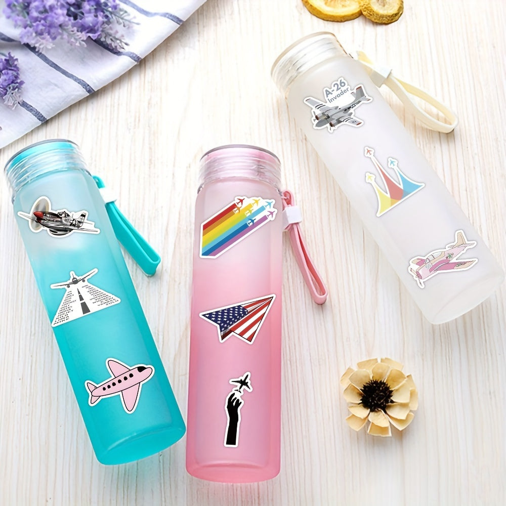 50pcs Plane Stickers Waterproof Decals for Bottles Laptop Refrigerator