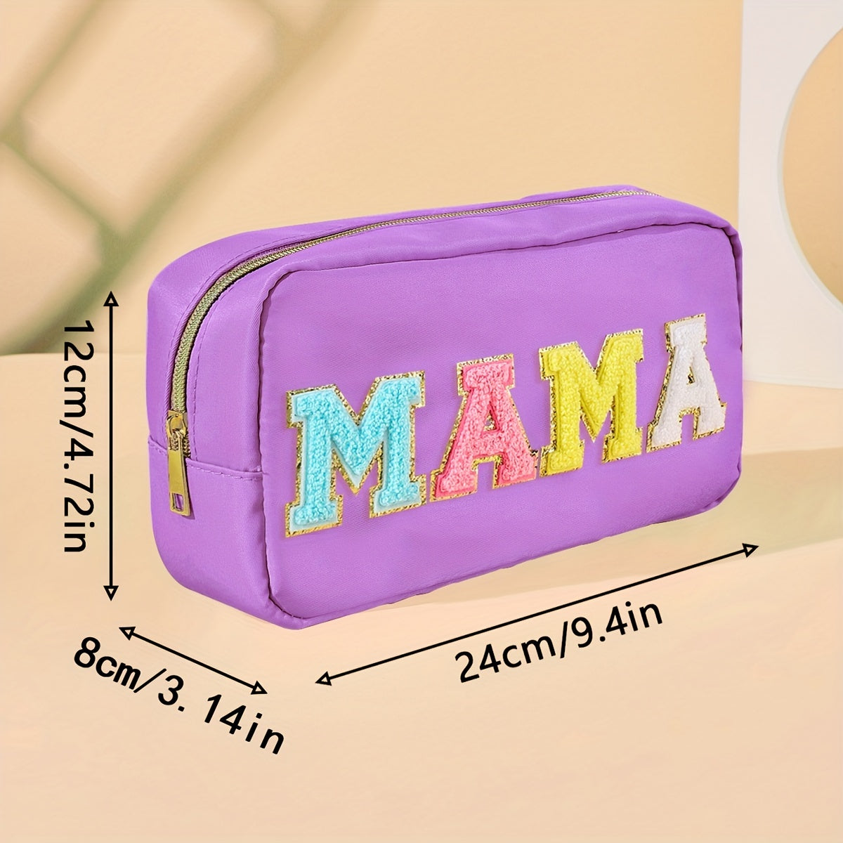 Waterproof Mama Pouch Makeup Bag Preppy Patch for Women and Girls