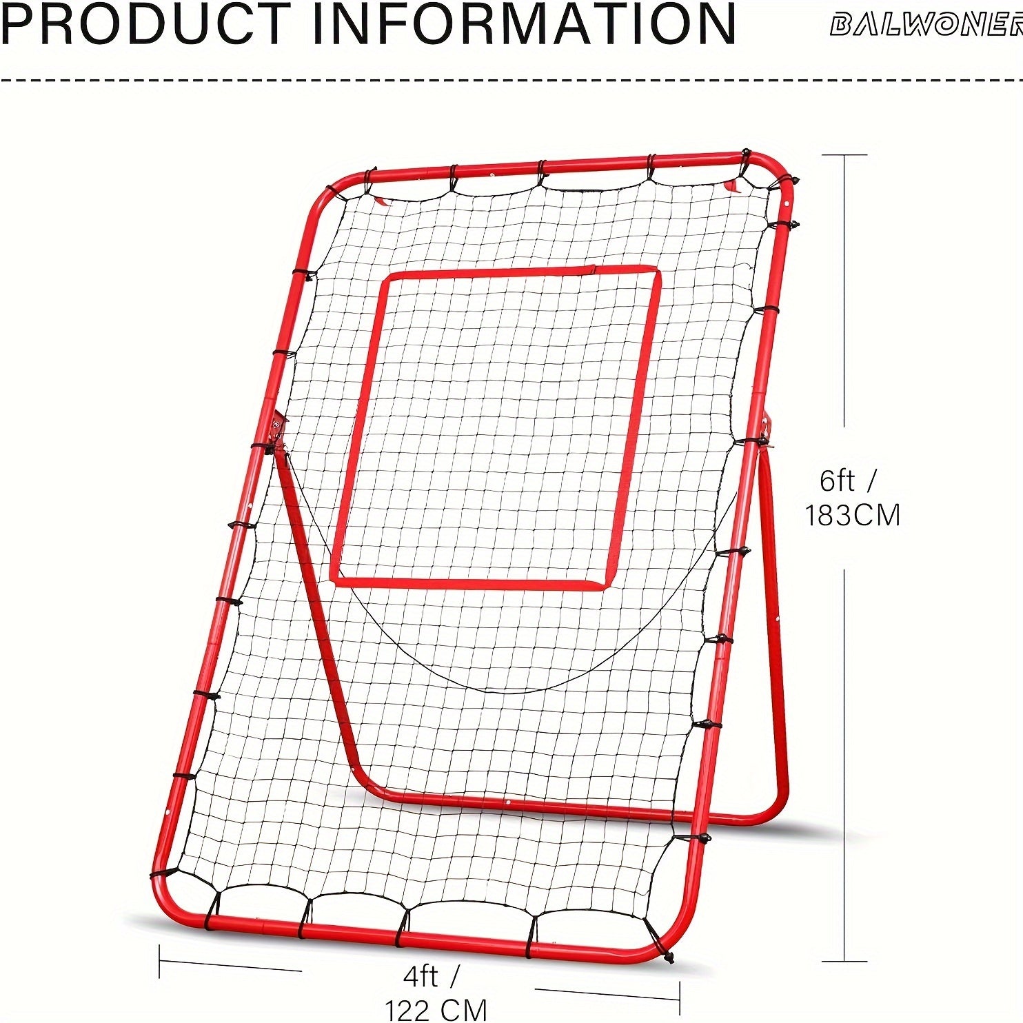 Adjustable Bounce Back Net for Baseball Softball Lacrosse Practice