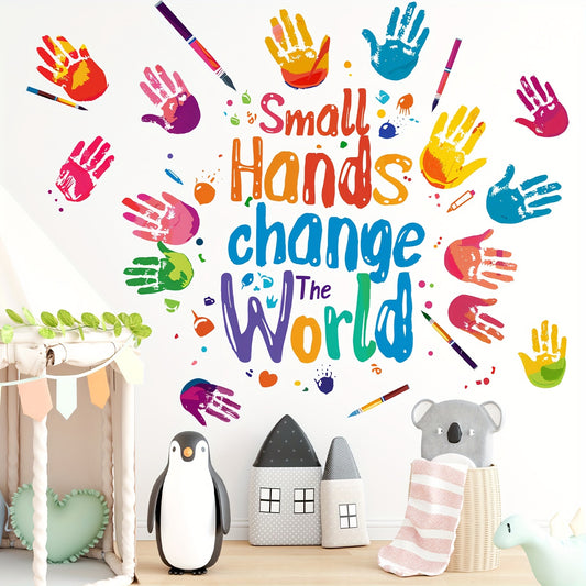 Inspirational Peel & Stick Vinyl Decal - Change The World Hands Graffiti Art