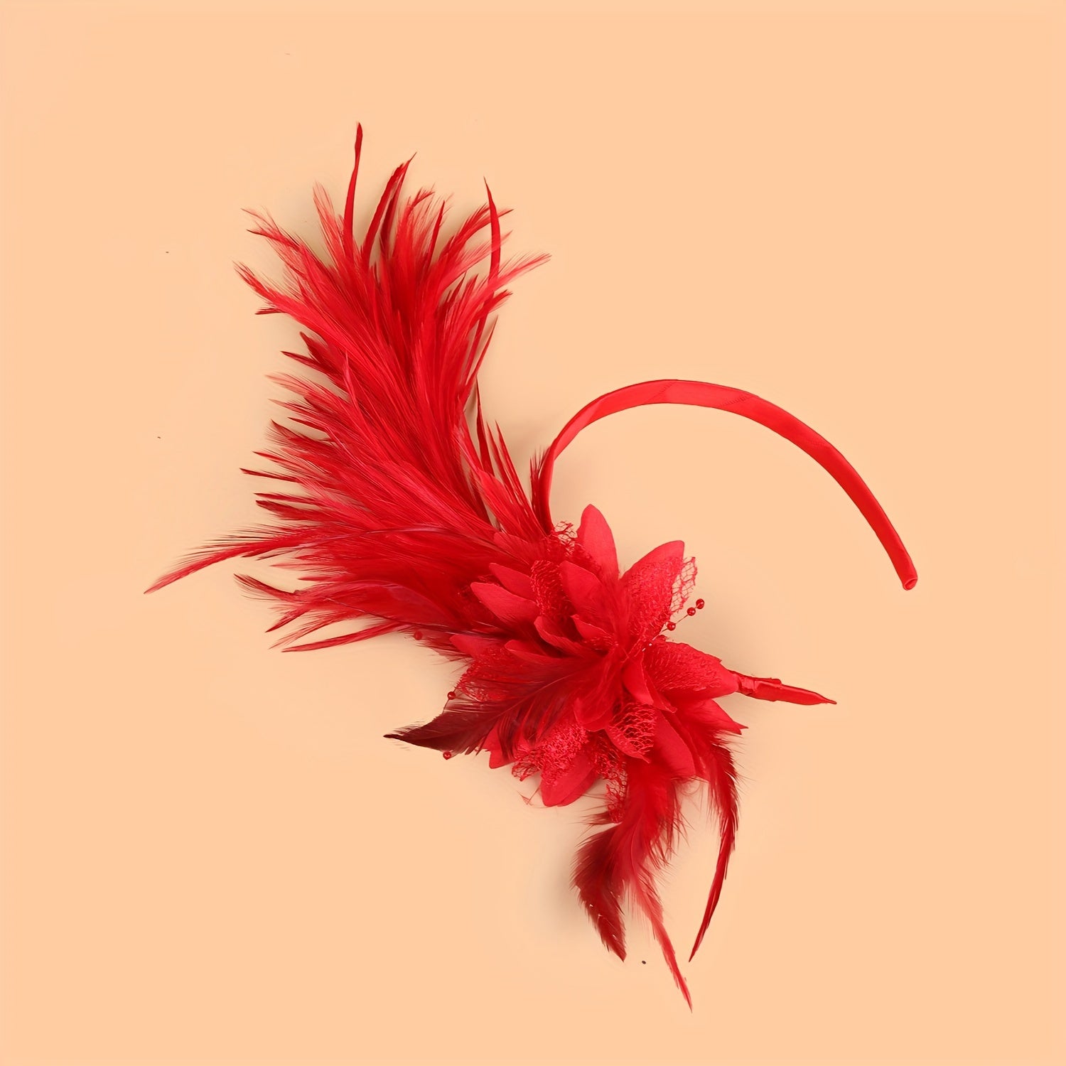 1920s Vintage Feather Headband with Beaded Accents Hair Accessory