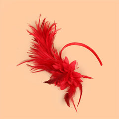 1920s Vintage Feather Headband with Beaded Accents Hair Accessory