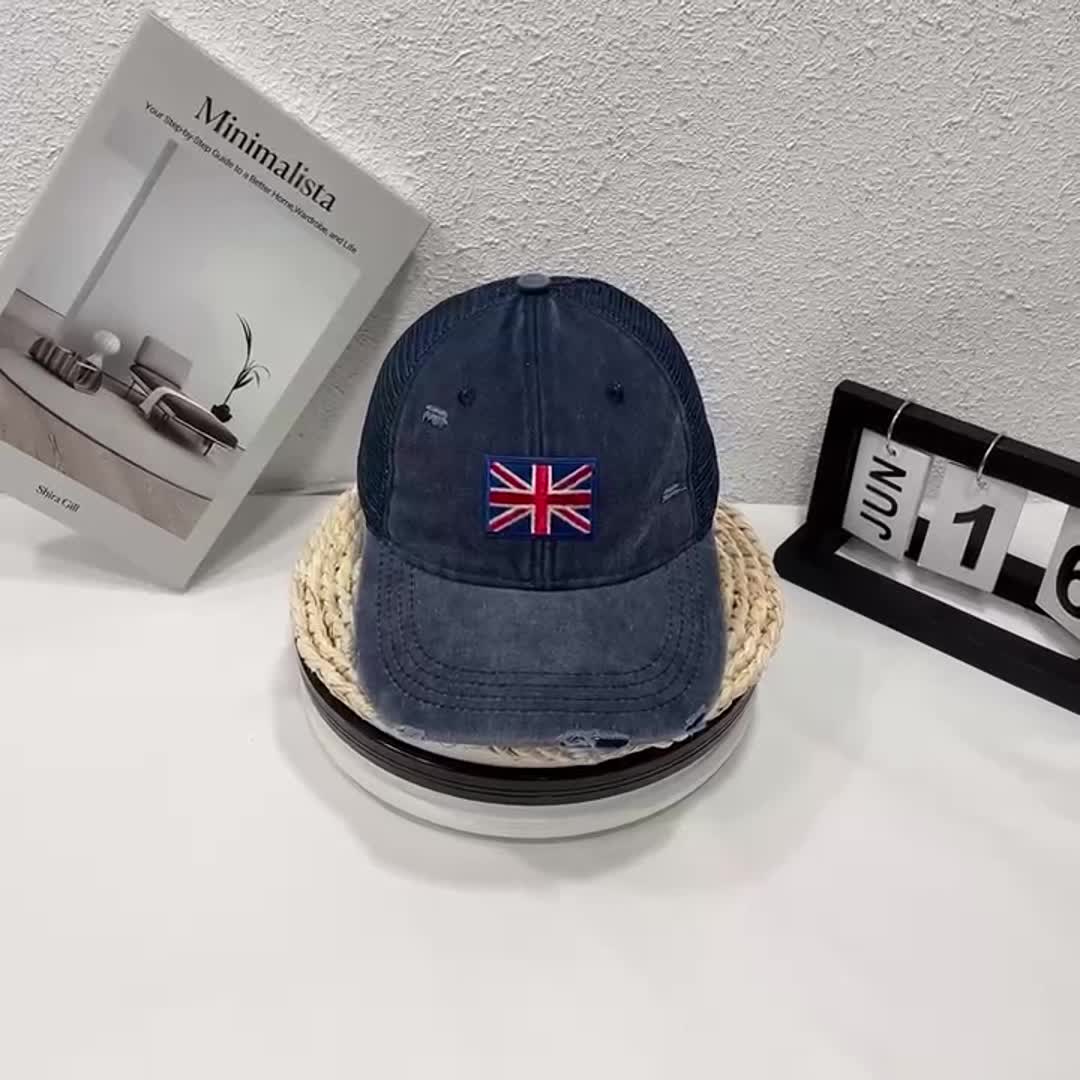 Embroidered British Flag Denim Baseball Cap