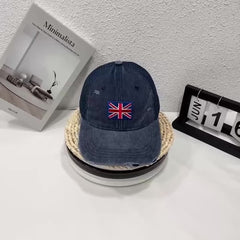 Embroidered British Flag Denim Baseball Cap