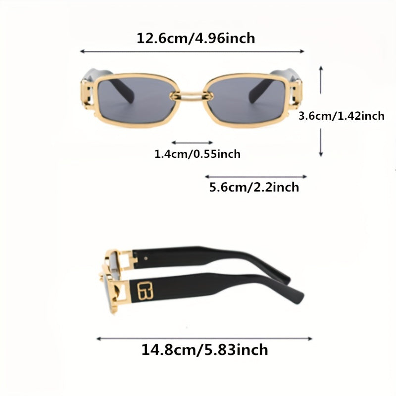 Y2K Rectangle Metal Sunglasses UV400
