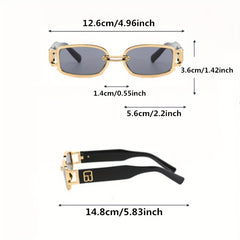 Y2K Rectangle Metal Sunglasses UV400