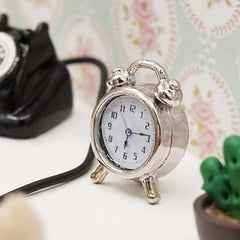 1:12 Scale Dollhouse Metal Alarm Clock Simulation Bedroom Scene Decor Model