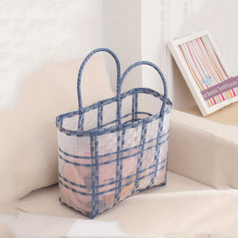 Striped PVC Handbag Large Tote Bag