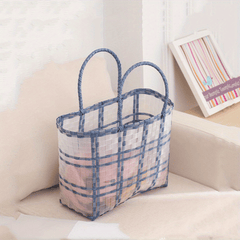 Striped PVC Handbag Large Tote Bag